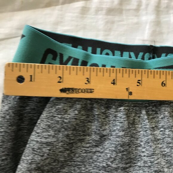 Gymshark Legging Women XXS Gray Flex Seamless Cropped Logo Elastic Waistband - Picture 7 of 9